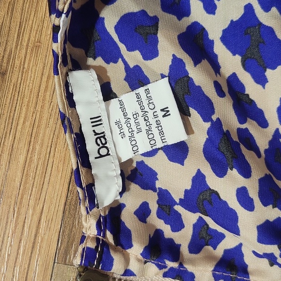 BAR III Blue Beige Black Animal Print Exposed Racer Back Zipper Dress - Picture 3 of 14